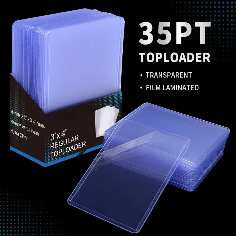 25 Stück Toploader-Kartenhüllen 35PT Top Loader Kartenschutz für PKM 3 x 4 Zoll Standardgröße Starrer Hartkartonhalter für MTG TCG Karten