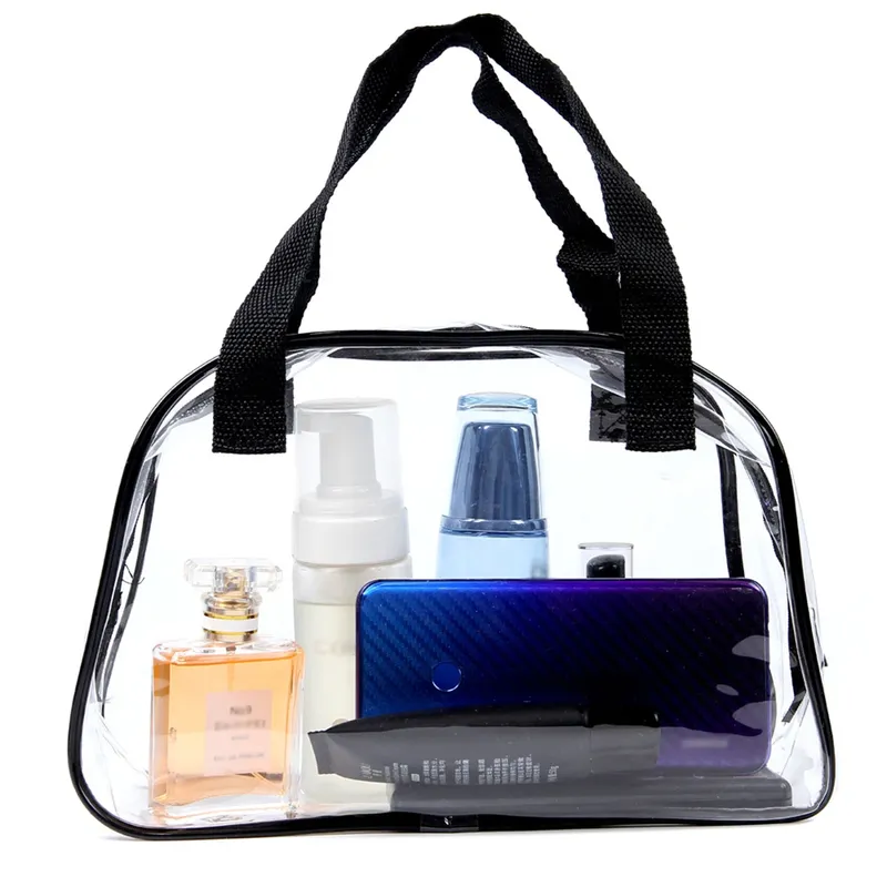 PVC für Reisen & Konzerte Transparente Kosmetiktasche Stadion-zugelassene Durchsichtige Tragetasche Reise-Toilettentasche Kleine Handtasche