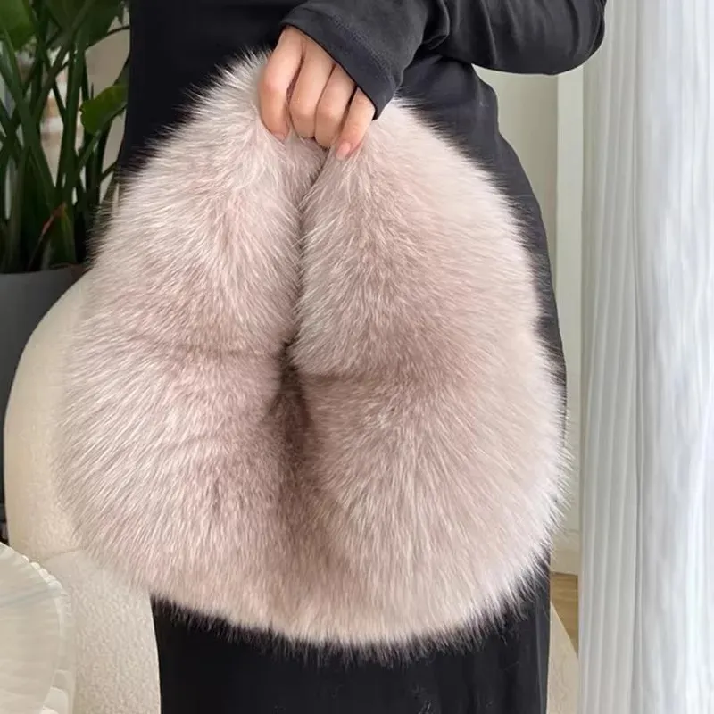Mode Weiche Plüsch Halbmond Taschen für Frauen Designer Flauschigen Faux Pelz Dame Handtaschen Luxus Kleine Tote Weibliche Winter Geldbörsen