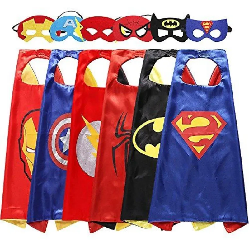 Super Hero Maskerade Maske Cape Umhang Anime Spider Man Batman Umhang Action Captain America Figur Spielzeug Cosplay Kind Party Geschenke