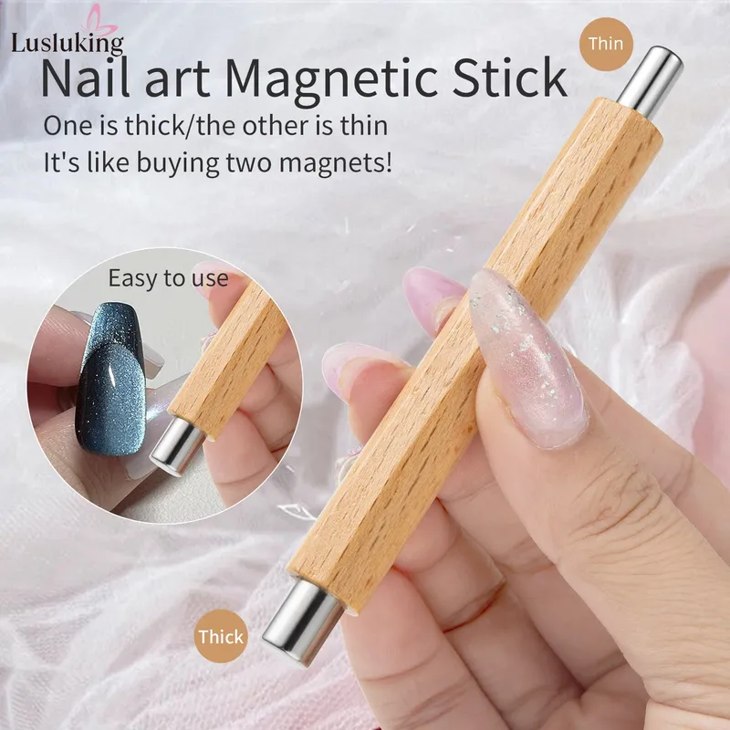 1pc Nail art Nagel Magnetische Stick Cat Eye Magnetische Stange Holzgriff Zylindrischen UV Gel Magnet Werkzeuge Doppel Ende nagel Design Werkzeuge