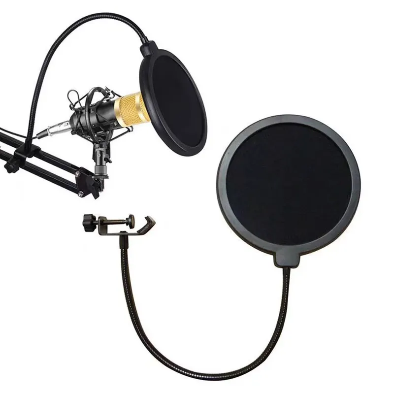 Mikrofon-Pop-Filter-Schild Zwei schicht iger Wind-Pop-Bildschirm mit flexiblem 360-Grad-Schwanenhalsclip-Stabilisierungsarm