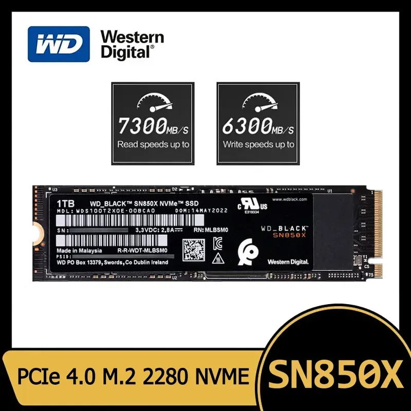 Western Digital WD SN850X SSD 1 TB 2 TB NVMe Gen4 PCIe M.2 2280 PCIe 4.0X4 Laufwerk Interne Solid State Disk für PS5 Desktop Laptop