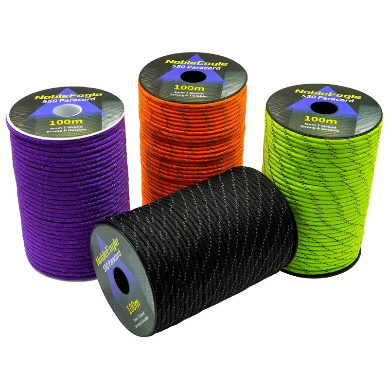 Reflektierendes Paracord, Militär, 7 Stränge, 4 mm, 550 Taktische Fallschirmschnur, Campingzelt, Lanyard, DIY-Armband, Webseil