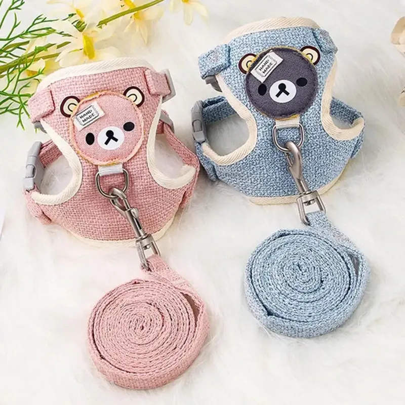 Schöne kleine Haustierweste Brustgurt Hundeleine Zugseil Walking Dog Cat Bunny Weste Geschirr Pudelhalsband Leine Hundezubehör