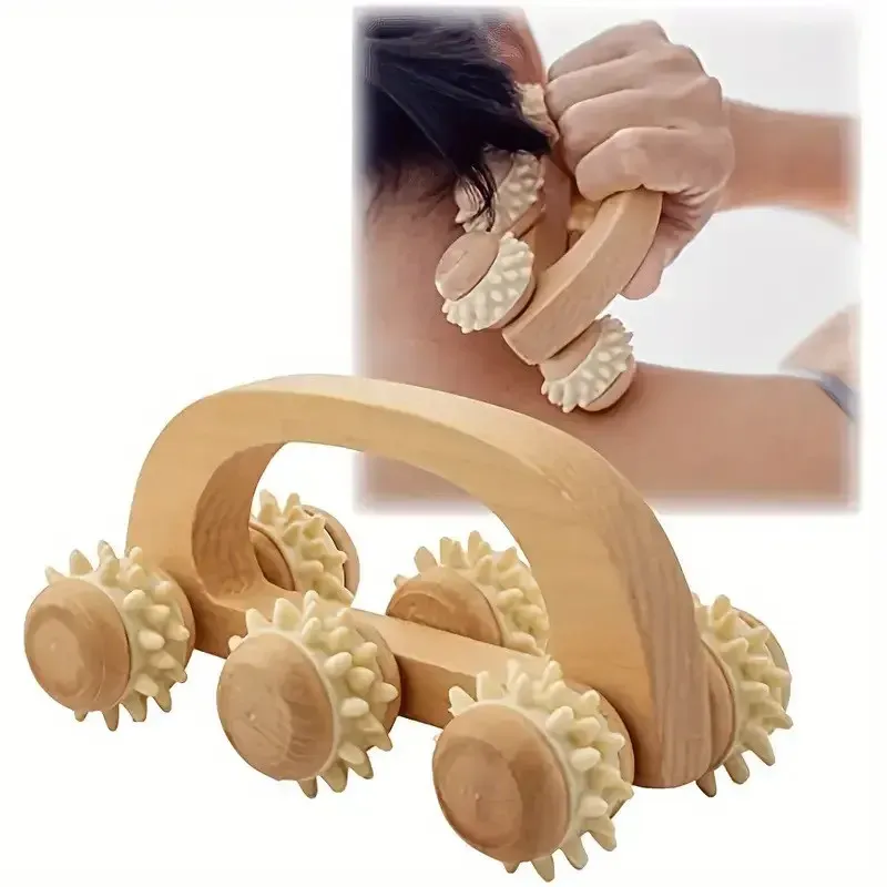 1-teiliges Massageroller-Werkzeug aus Holz, manuelles Massagegerät aus Holz, Rückenmassagerolle aus Holz für Nacken, Bein, Rücken, tiefes Gewebe, Muskelmassage