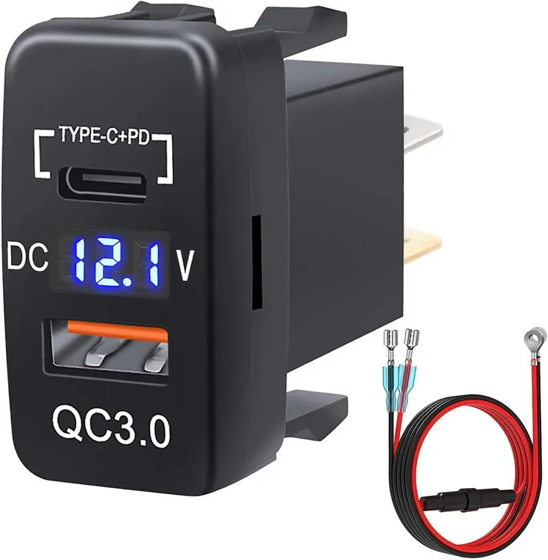 USB-Autoladegerät-Buchse, Schnellladung 3.0 und PD, USB-C-Port, Steckdosenadapter für 12 V/24 V Toyota-Fahrzeuge