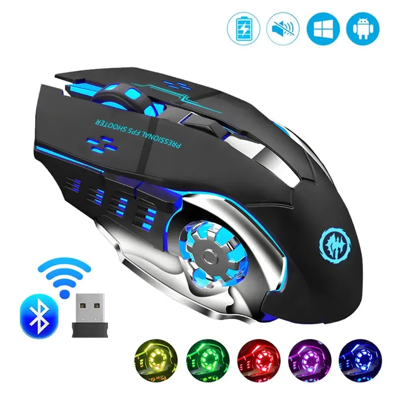 2,4G Bluetooth Maus Gaming Computer Wiederaufladbare Drahtlose Maus USB Mechanische E-Sport Hintergrundbeleuchtung PC Gamer Maus Für Computer