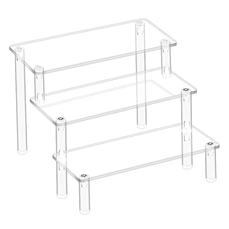 1-4 Etagen Acryl Display Ständer Langlebiges Display Rack für Cupcake Parfüm Puppe Transparente trapezförmige Blind Box Lagerregal