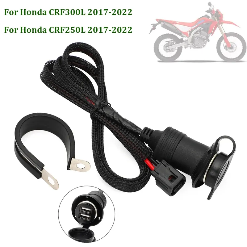 Für Honda CRF300L CRF250L Rally Dual USB Zubehör Steckdose Power '17 2017-2022 Mit Staub Abdeckung Auf Stecker und Spielen