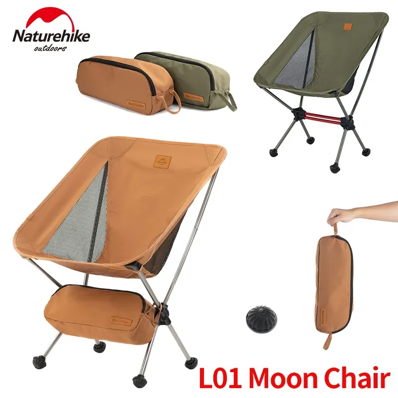 Naturehike L01 Outdoor-Klappstuhl, ultraleicht, tragbar, für Camping, Picknick, Angeln, Mondstuhl, Hocker, Lager 120 kg, 600D-Sitz