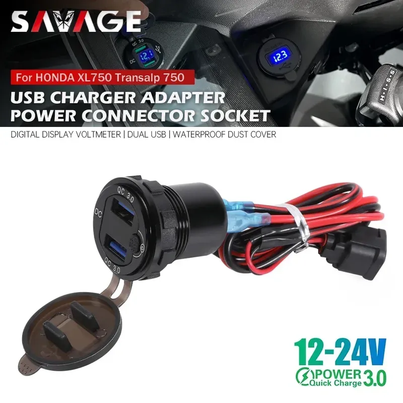 Für HONDA XL750 Transalp 750 CRF Africa Twin 1000 1100 QC3.0 USB Ladegerät 12 V Steckdose Stecker Dual USB Buchse Kabel