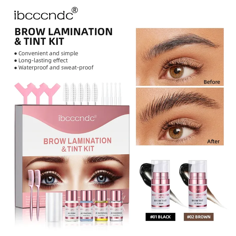 Permanentes Augenbrauen- oder Wimpernlift- und Tönungsset, Augenbrauenlaminierung, Wimpernlifting, dauerhafte Wimpern, schwarzbraunes Farbstoff-Augen-Make-up
