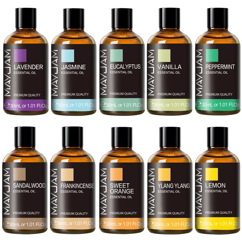 MAYJAM 1PCS 30ML Aromatherapie Ätherisches Öl Lavendel Vanille Jasmin Eukalyptus Pfefferminze Aromaöl für Diffusor Kerze Seife