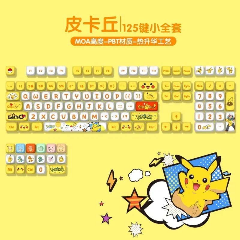 Japanische Anime Pikachu Tastenkappen PBT Sublimation OME CHERRY Höhe Mechanische Tastatur Komplettset Sammlerstücke Festivalgeschenke