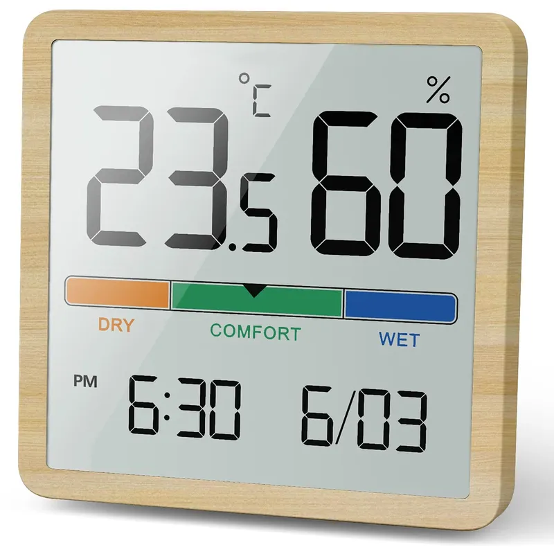 LCD Digitaluhr Hygrothermograph Innenthermometer Hygrometer Home Office Desktop Tischmonitor Temperatur Luftfeuchtigkeitsmesser