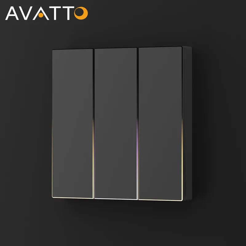 AVATTO Tuya WiFi/ZigBee 1/2/3/4 Gang EU-Tastenschalter mit Umgebungslicht, intelligenter Lichtschalter funktioniert mit Alexa Google Home Alice