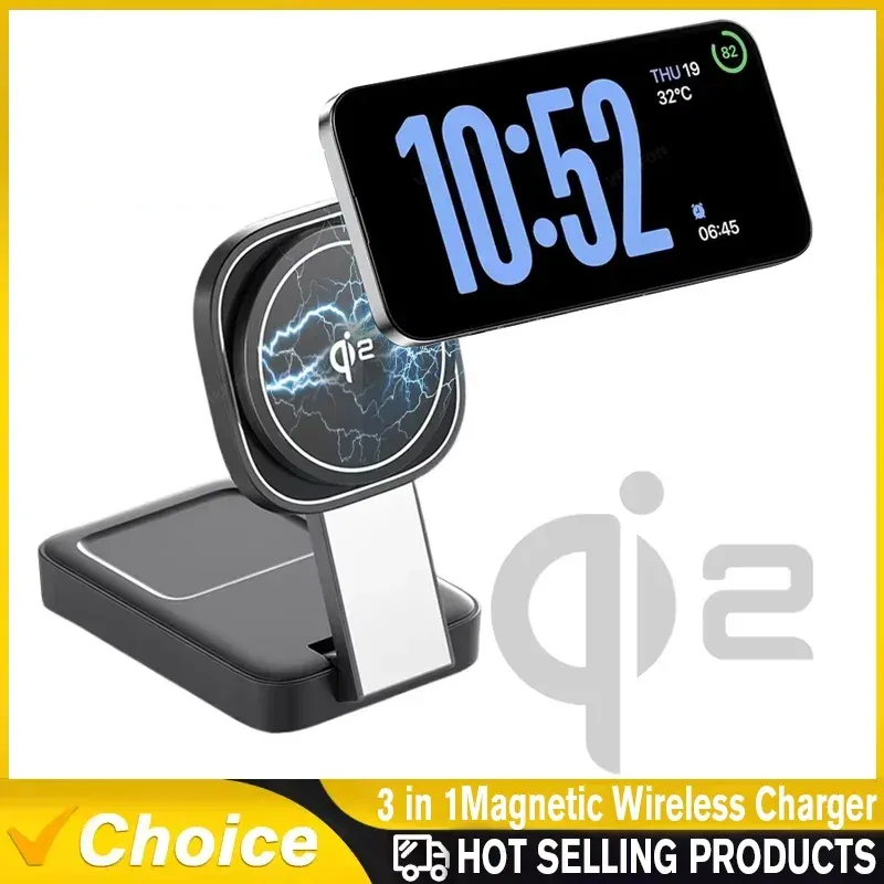 Qi2 15 W magnetischer kabelloser Ladeständer 3-in-1-Ladeständer für iPhone 16 15 14 Apple Watch AirPods für MagSafe-Schnellladegerät
