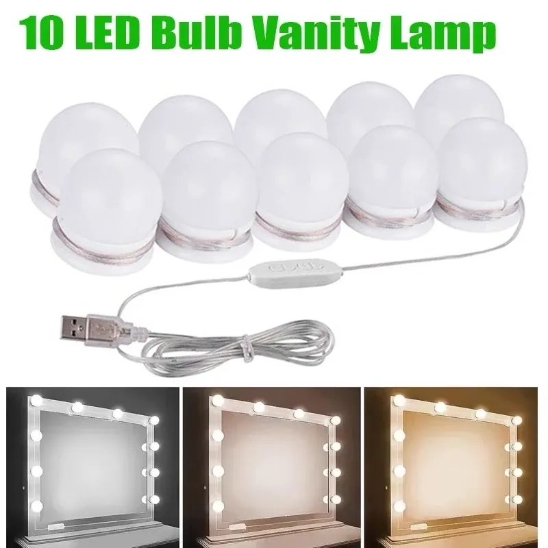 LED Make-up Spiegel Glühbirnen USB Lade Eitelkeit Make-up Spiegel Lichter Badezimmer Schminktisch Beleuchtung Dimmbare LED Wandleuchte