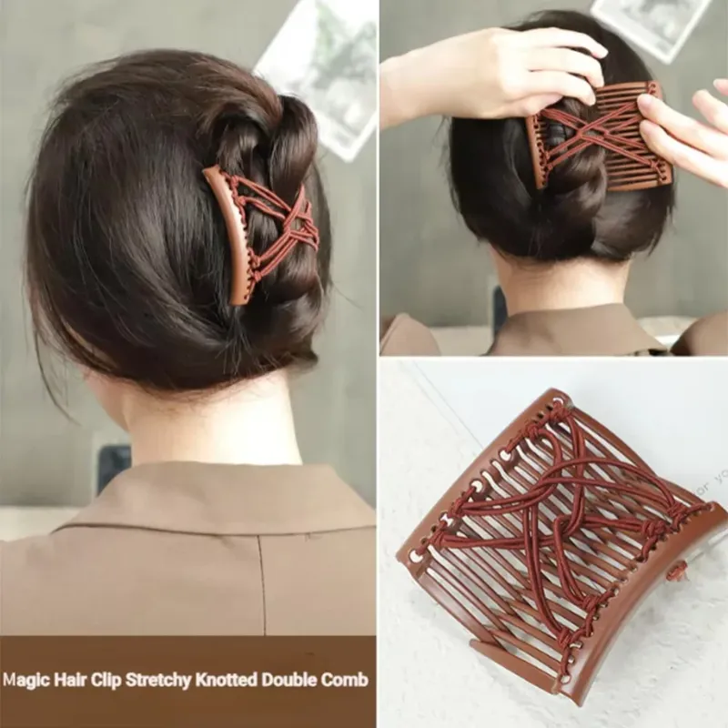 Vintage Magic Haarkamm für Damen, elastisches Seil, Haarschmuck, Dutthalter, Haarspangen, Klauenkamm, dehnbare Kopfbedeckung, Haarstyling