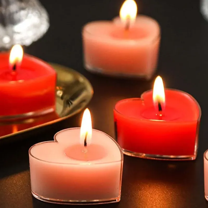 9 Stück herzförmige duftende Teekerzen, Valentinstag, romantische Liebeskerze, Vorschläge, Hochzeitstag, dekorative Kerze