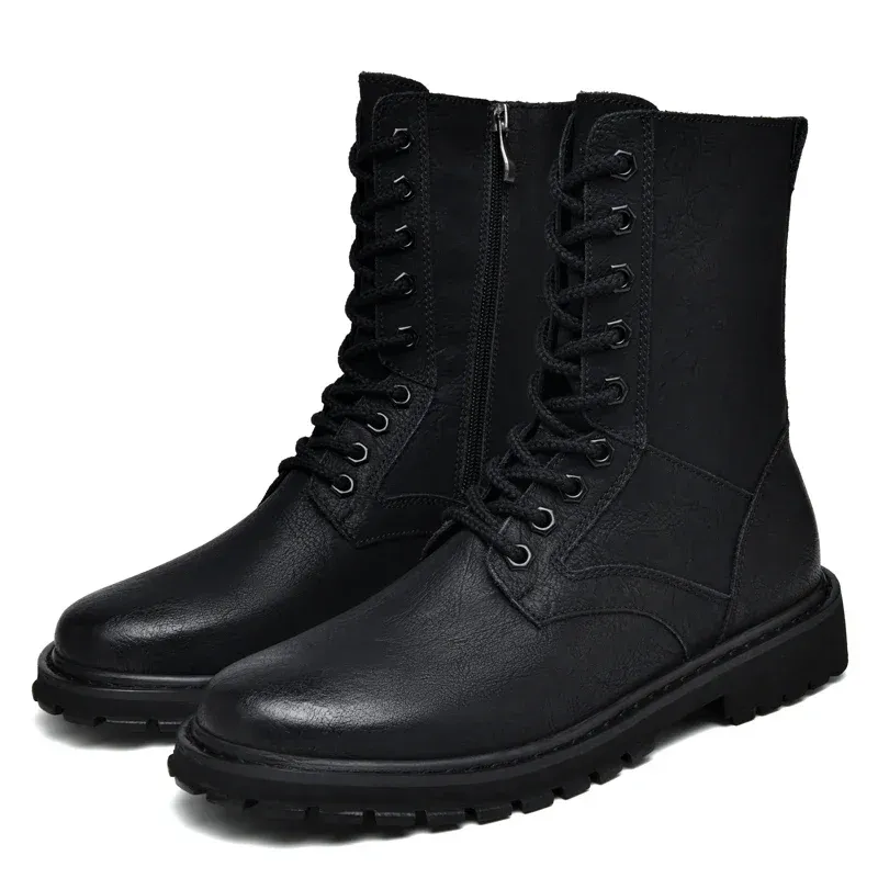 Plus Große Größe 49 50 51 52 Winter Herren High Top Leder Stiefel Kampf Taktische Schuhe Jagd Khaki Schwarz Retro Verkauf Rabatte