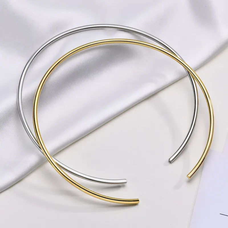 Halstulpe für Damen, offener Kragen, verstellbare Halsband-Drehmomente-Halskette, einfacher Edelstahl-Schmuck