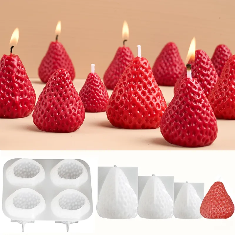 3D Erdbeere Aromatherapie Kerze Silikonform DIY handgefertigt romantisch duftend für Valentinstag Party Home Decor Geburtstagsgeschenk