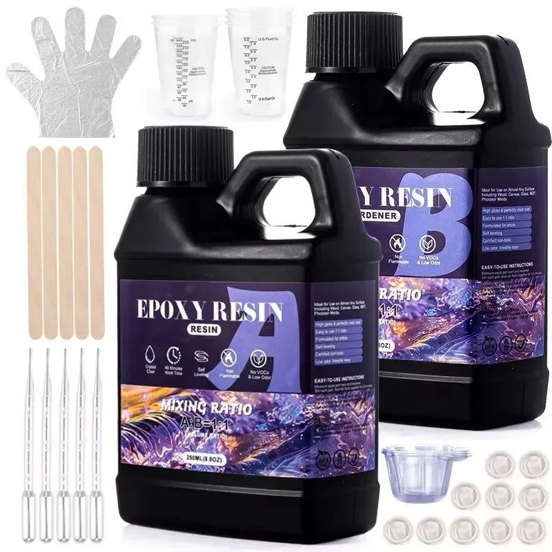Easy Mix 1:1 Epoxidharz-Set, kristallklar, keine Vergilbung, keine Blasen, selbstnivellierendes Guss- und Beschichtungsharz für die DIY-Schmuckherstellung