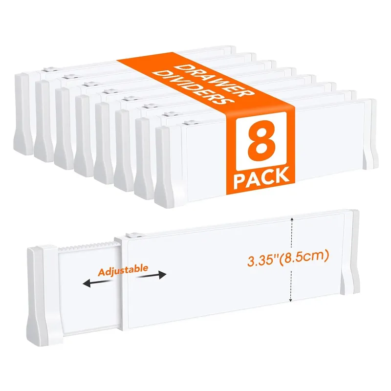 1/2/4/6/8er-Pack Schubladenteiler für Kleidung, 11,6''-19,6'' verstellbare Schubladenorganisatoren 3,35'' hohe erweiterbare Trennwände