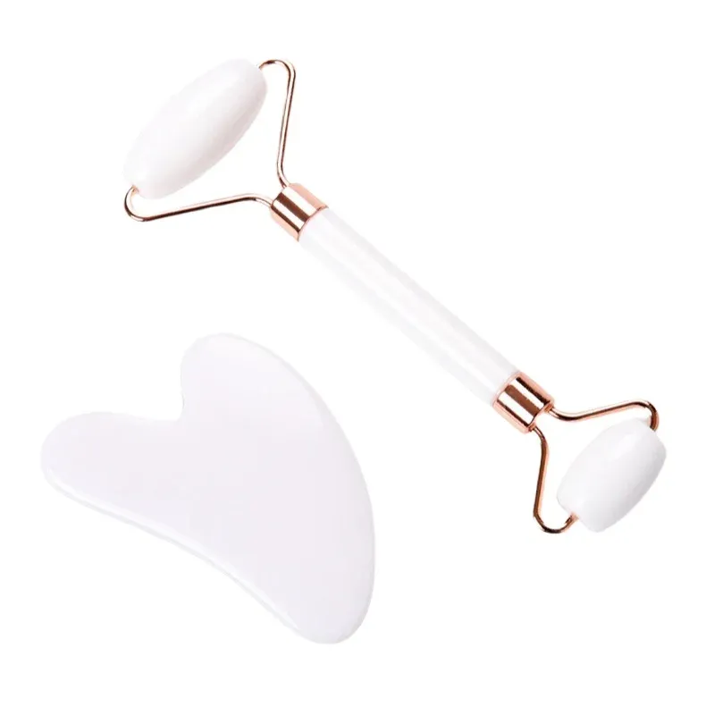 Natürliche Harz Jade Roller Gua Sha Schaber Set Rosa Guasha Facelift Massagegerät Falten Doppelkinn Entferner Schönheit Hautpflege Werkzeuge