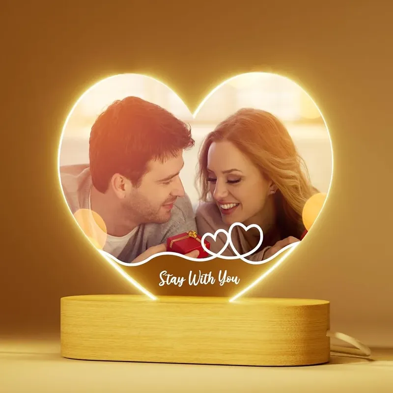 Personalisierte Erinnerungsgeschenke für Paare und Familie, individuelles Geschenk, Acryl-Bilderrahmen mit LED-Beleuchtung, Jubiläumsgeschenke