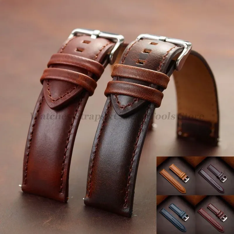 Echtes Lederarmband 18mm 20mm 22mm 24mm 26mm Vintage Rindsleder Uhrenarmband für DW Schnellverschluss-Armband Universal-Armband