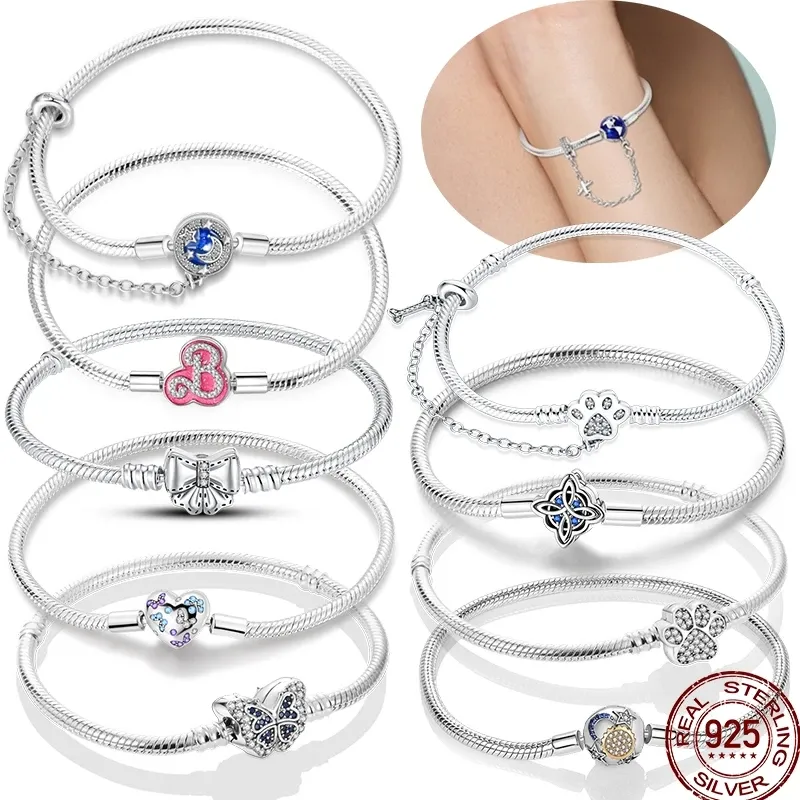 Heißes verkaufendes Armband aus 925er-Sterlingsilber mit glänzendem Vermiculit-Erde-Katzenkrallen-Armband ist passend für Original-Perlen-DIY-Design-Schmuck