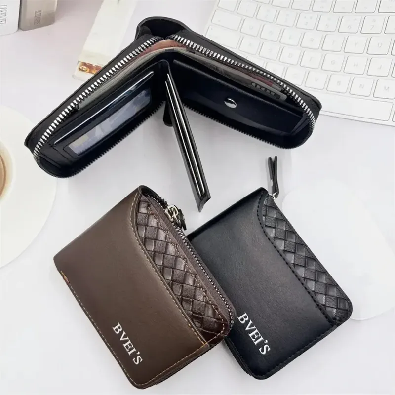 1pc Leder Männer Brieftasche Luxus Herren Geldbörse Männlichen Mode Zipper Karte Halter mit Münzfach Rfid Brieftaschen Geschenke für männliche Geld Tasche