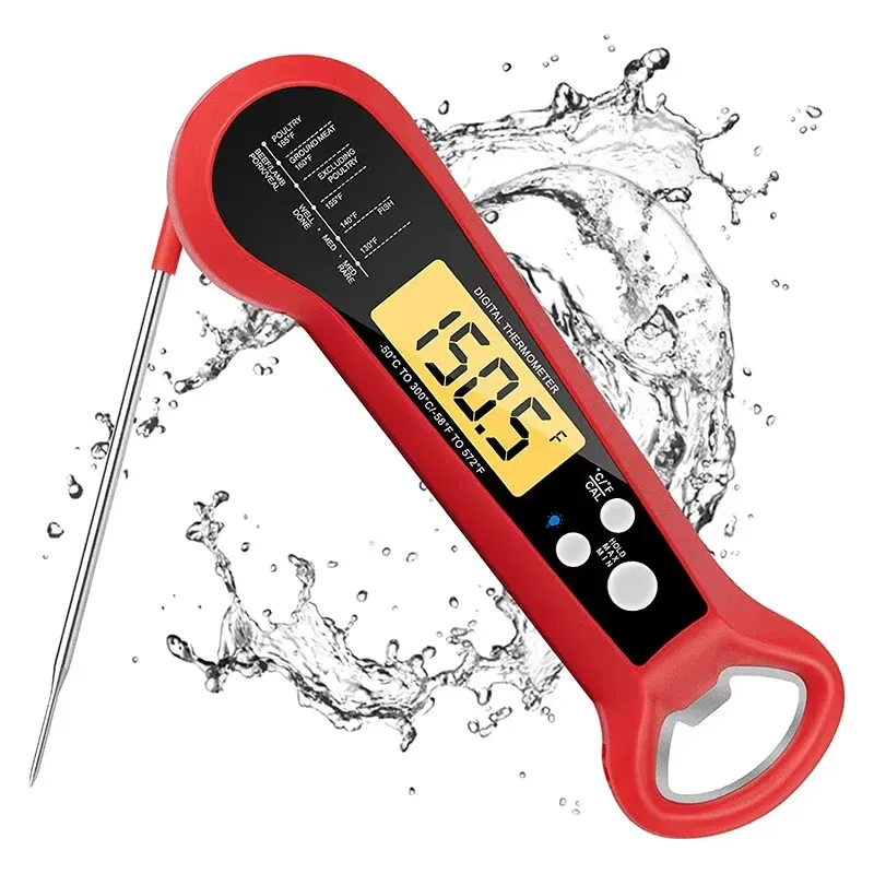 LMETJMA Digitales Fleischthermometer, sofort ablesbares Fleischthermometer, digital, mit Sonde, Lebensmittelthermometer zum Kochen, Grillen, JT-124