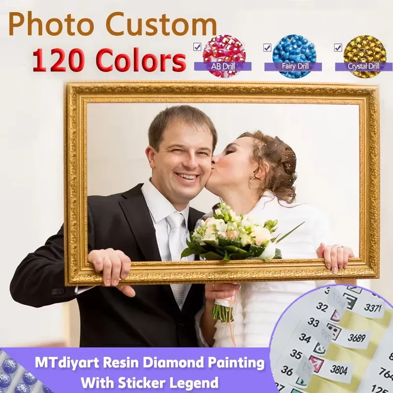 Foto benutzerdefinierte 120 Farben mit Aufkleber Legende Harz Diamant Malerei Quadrat Kristall Fee Staub AB 5D DIY privates Stickerei Dekor