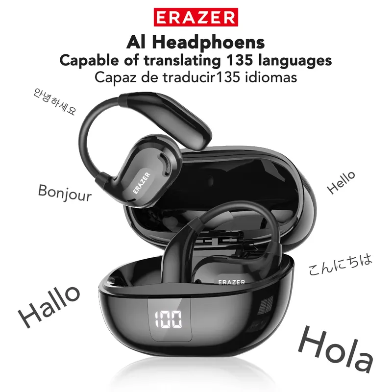 ERAZER XT66PRO Bluetooth-Kopfhörer ASMR-Headsets DIY APP AI Translator Ohrhörer Drahtlose Kopfhörer 13-Stunden-Anzeige mit langer Lebensdauer