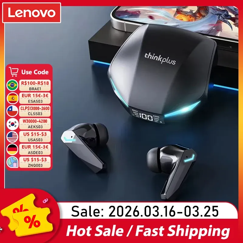 Neue Lenovo XT53 Wireless Upgrade Bluetooth 5.4 Kopfhörer LED Digital Display Wasserdichte Kopfhörer Gaming Ohrhörer mit geringer Latenz