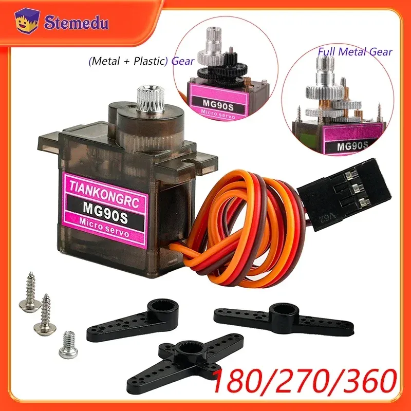 MG90S Micro-Servomotor 180/270/360 Grad Metall-/Kunststoffgetriebe 9 g SG90 verbessert für Arduino RC Auto Hubschrauber Flugzeug 450 Drohne