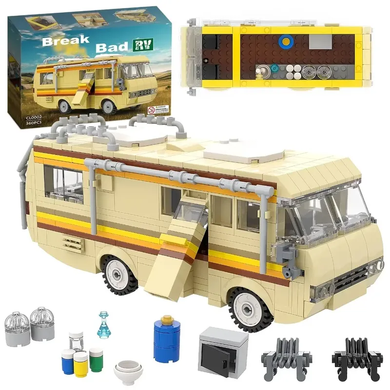 360 stücke MOC Breaking Bad Kochen Labor RV Auto Bausteine Kit High-tech Bus Fahrzeug DIY Pädagogisches Modell Van spielzeug Geschenke