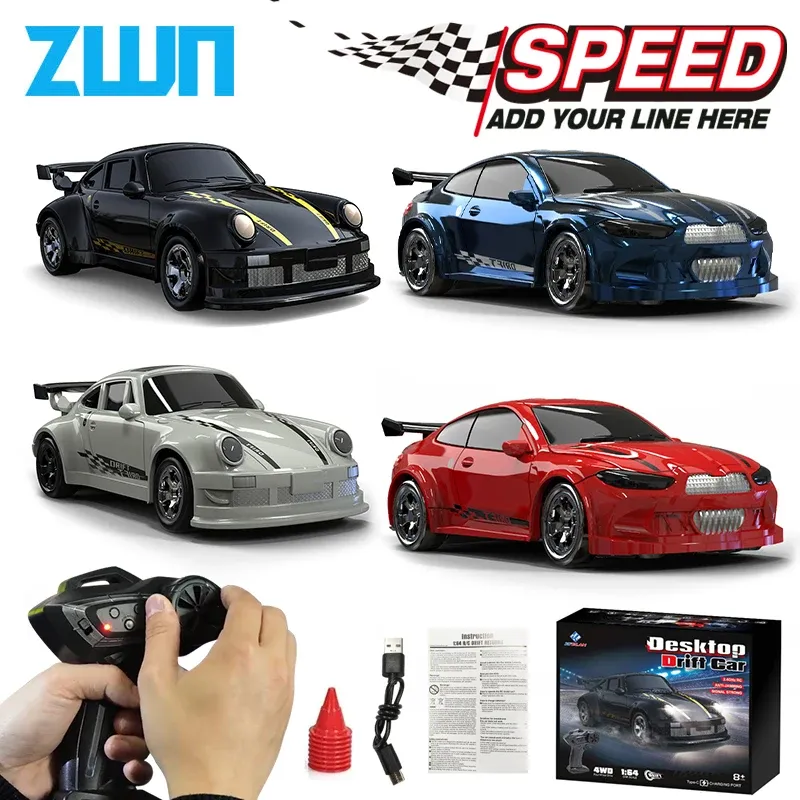 KF20 1/64 Hochgeschwindigkeits-Drift-RC-Auto 2,4G 4WD Ferngesteuertes Desktop-Mini-GTR-Rennmodell für Jungen Kinder Spielzeug Geschenk