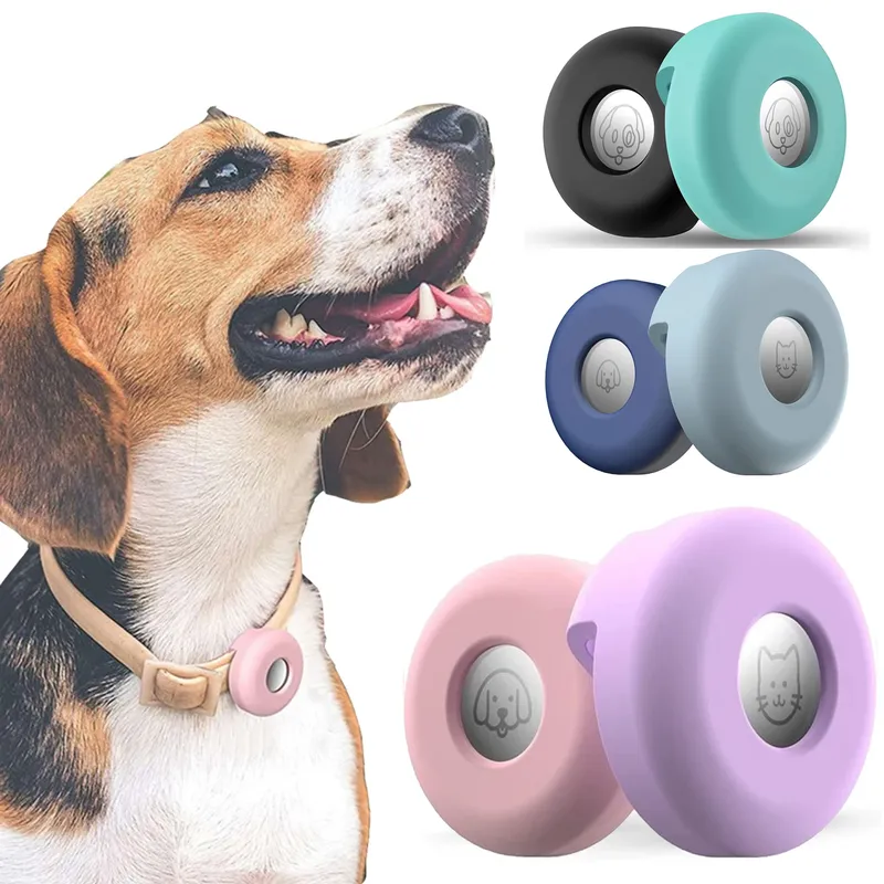 Hundehalsbandhalter für AirTag, Silikon-Halsbandhülle für AirTags mit Katzen- und Hundehalsbändern, Anhängern, Geschirr, Rucksackzubehör