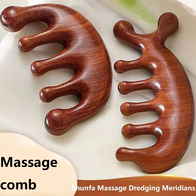 Neue Holz Massage Holz Massage Kamm Kopfhaut Kopf Öl Massagegerät Kopfhaut Haar Kamm Werkzeuge AMS01