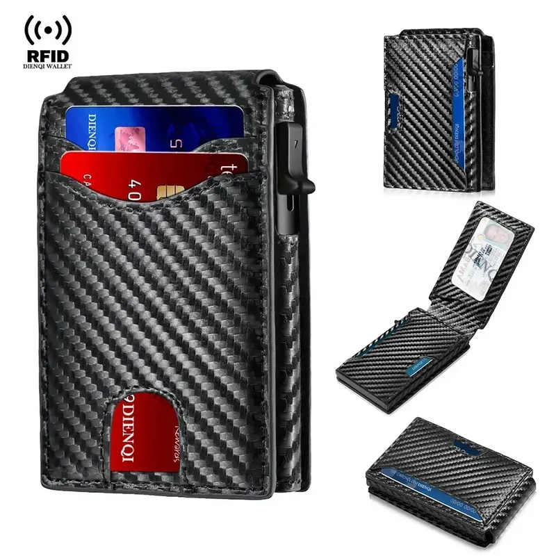Rfid Kreditkarte Halter Carbon Faser Brieftaschen Männer Anti Diebstahl Dünne Dünne Luxus Bank Geld Karteninhaber Fall Minimalistischen Geldbörse