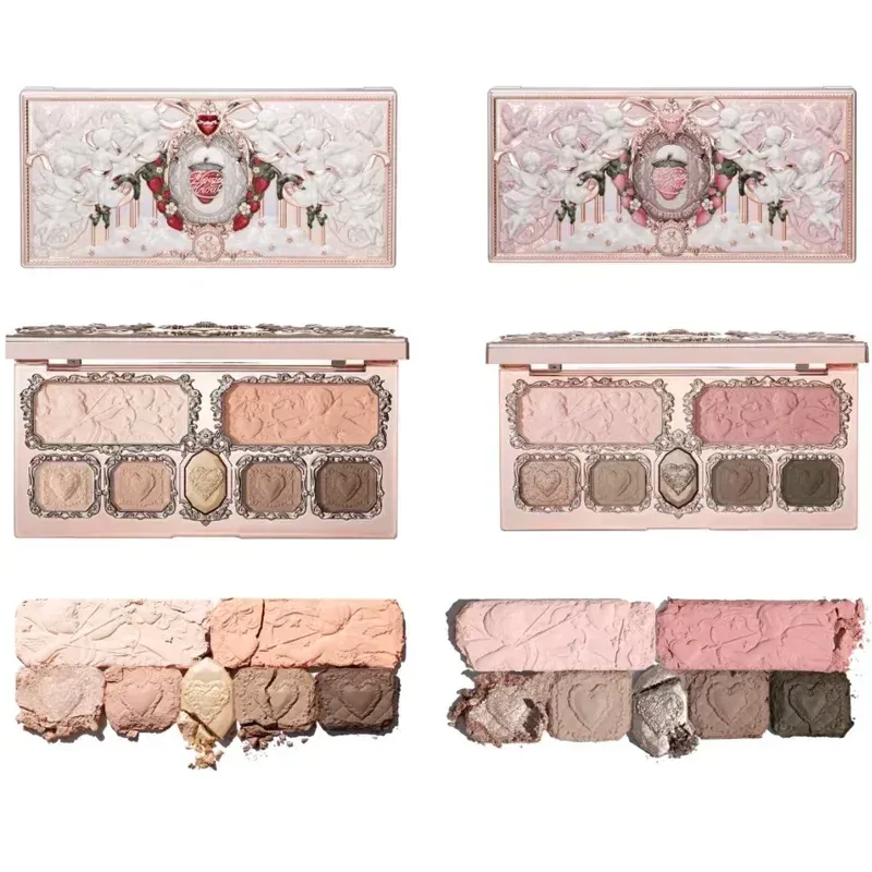 Flower Knows Strawberry Cupid Collection Gesichtspalette: Rouge, Lidschatten, Highlighter, Gesichtsbronzer-Palette