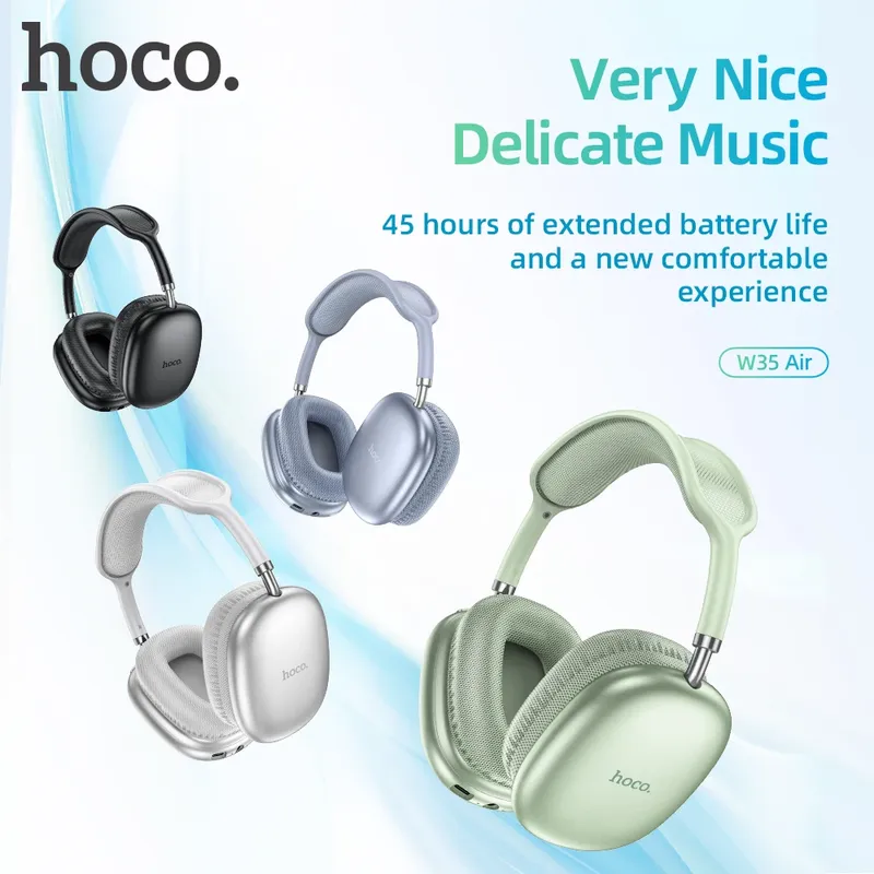 HOCO W35 Air Over-Ear-Bluetooth-Kopfhörer, kabelloses Sport-Headset, unterstützt TF-Karte, AUX-Modus, Stereo, Smart Gaming, Studenten-Kopfhörer