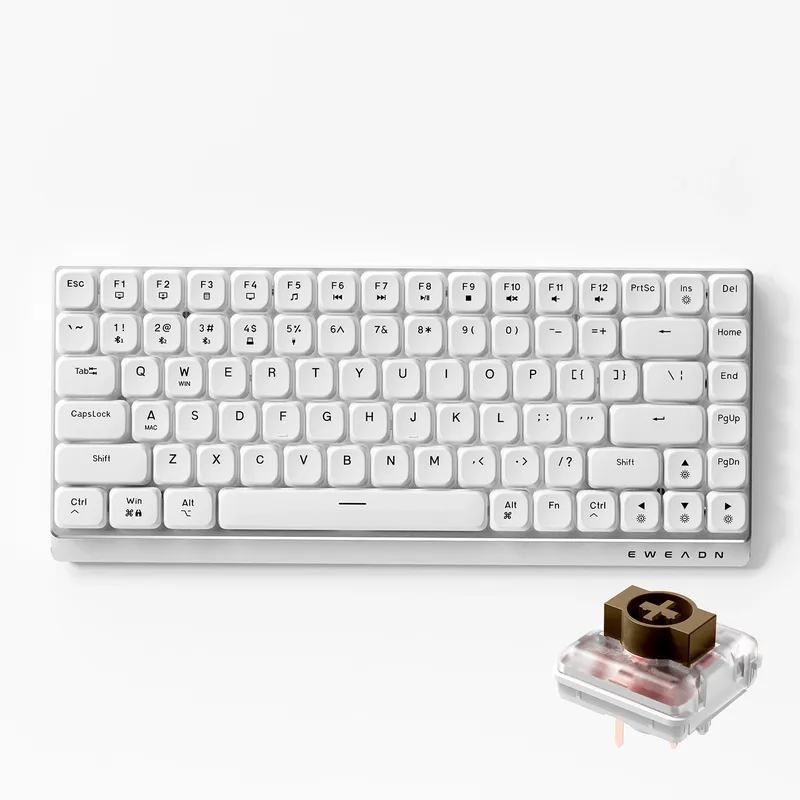 EWEADN MK84 flache mechanische Gaming-Tastatur, drahtlose Bluetooth-Tri-Mode, tragbares, stilvolles Design für Spiele und Büro