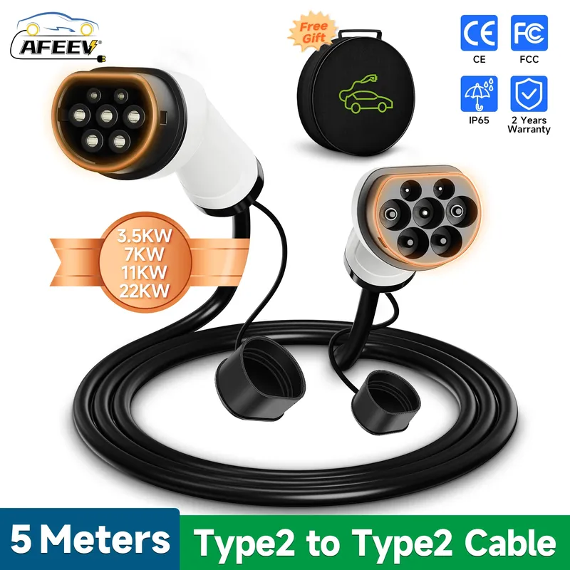 AFEEV Typ2 auf Typ2 tragbares EV-Ladekabel 11 kW 22 kW 32 A 3-Phasen-Buchse auf Stecker 3,5 kW IEC62196-2 EVSE-Ladestation