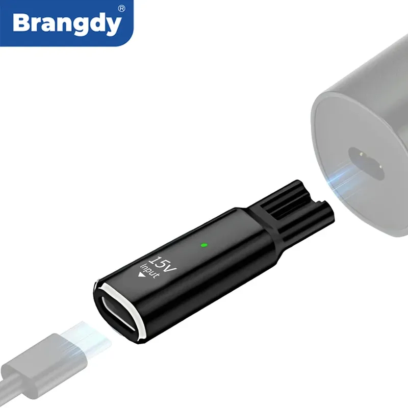 Brangdy 15V HQ8505 Typ-C Rasierer-Adapter Ladekonverter für Philips OneBlade QP6510 QP6520 QP6530 elektrischer Bartschneider
